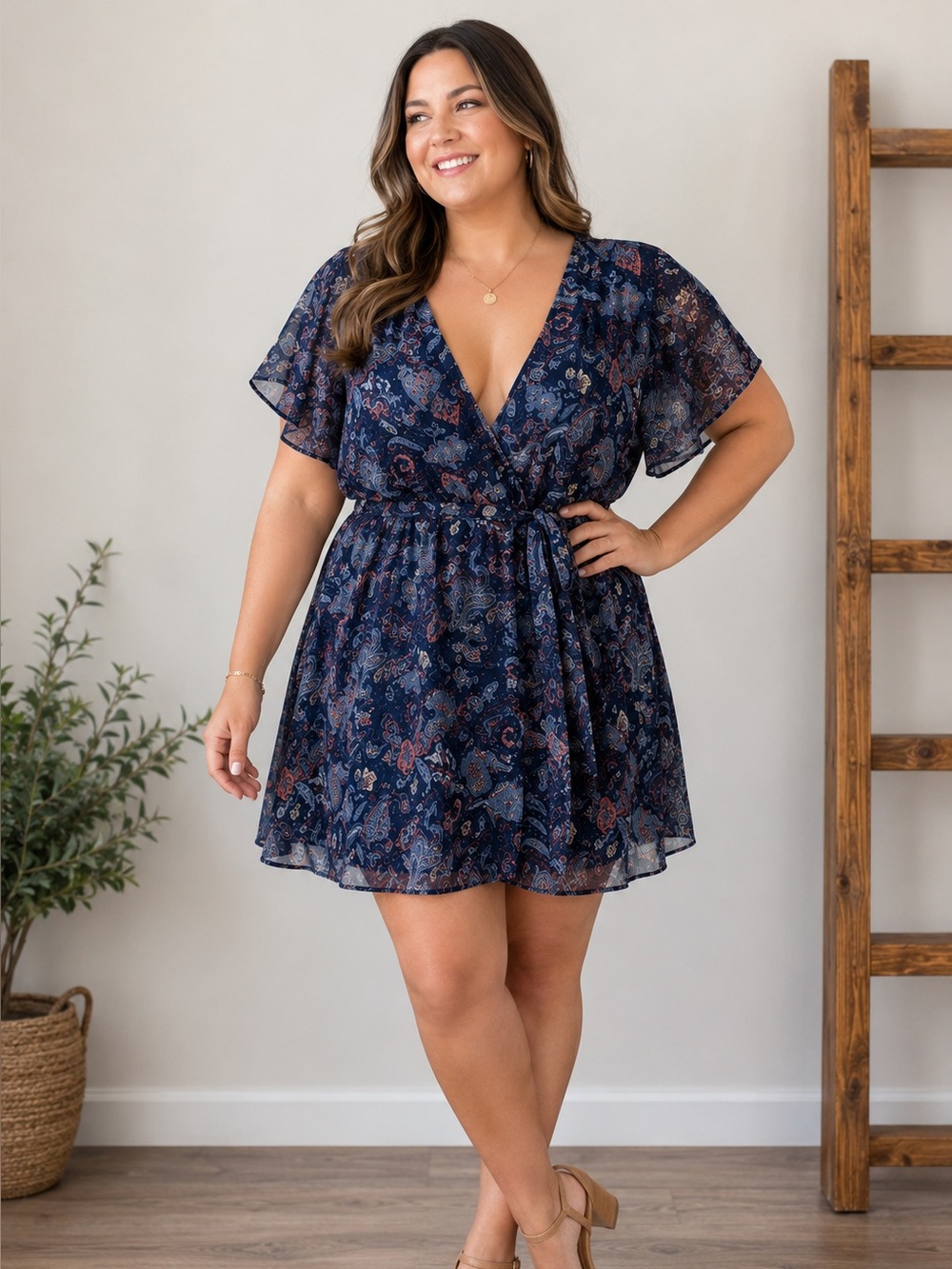 ❤️‍🔥Ardene LARGE Paisley Pattern Dress 👗💙💖EUC